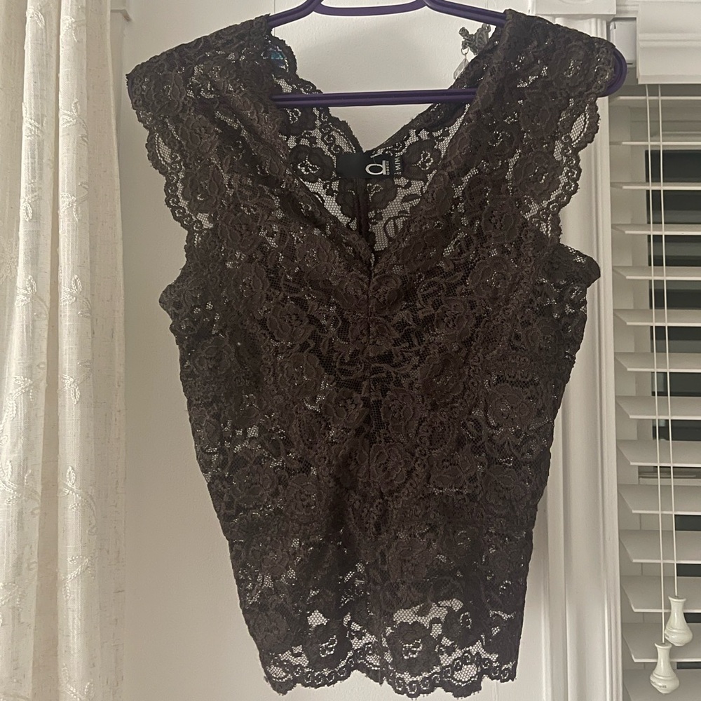 Vintage Dynamite Brown Lace Top